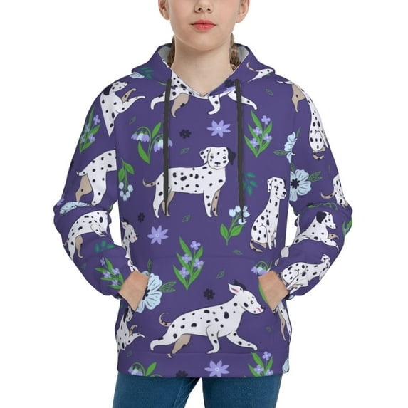 Lsque Cute Dog Patten Youth Hoodie Sweatshirt Pullover with Kangaroo Pocket Boys and Girls Hoodie Warm Hoodie for Kids-Small