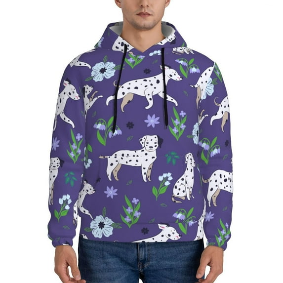 Lsque Cute Dog Pattern Casual Men's Hoodie,Hooded Sweatshirt with Kangaroo Pocket,Pullover Hoodie-Small