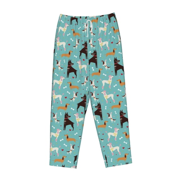 Lsque Cute Dog Print Women's Pajama Pants, Lounge Pant - Comfortable Home Wear,Elastic Waistband, Stylish Design-Small
