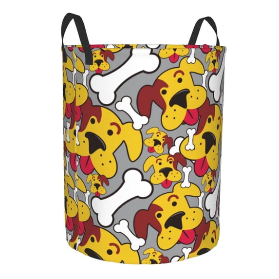 Lsque Cute Dog pattern Laundry Hamper Basket, Tall Woven Rope Hamper Basket for Clothes, Lightweight Storage Basket, Collapsible Waterproof-Medium