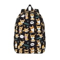 thumbnail image 1 of Lsque Cute Dogs Corgi Pattern Canvas Daypack, Durable Backpack, High-quality Versatile Backpack,Vintage Compact Backpack-Small, 1 of 6
