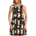 thumbnail image 1 of Lsque Cute Dogs Corgi Pattern Summer Dresses for Women – Sleeveless T-Shirt Swing Sundress, Perfect for the Beach and Casual Days, 1 of 7