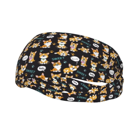 Fresh Look at Lsque Cute Dogs Corgi Pattern Sweatbands Sports Headband For Men