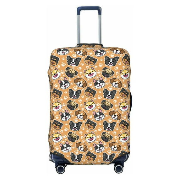 Lsque Cute Dogs Head Printed Luggage Cover, Travel Luggage Protector,Scratch and Dirt Resistant, Fits 18-32 Inch Luggage - Small