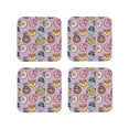 thumbnail image 1 of Lsque Cute Donuts Pattern 4" Drink Coasters Set of 4, PVC Leather Absorbent Coasters, Table Coaster Set Decorative Coffee Cup Coasters Housewarming Gift -Square, 1 of 6