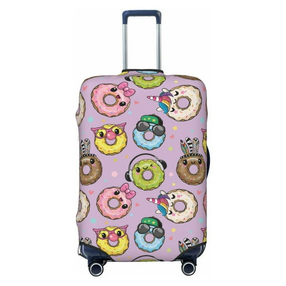 Lsque Cute Donuts Printed Luggage Cover, Travel Luggage Protector,Scratch and Dirt Resistant, Fits 18-32 Inch Luggage - Small