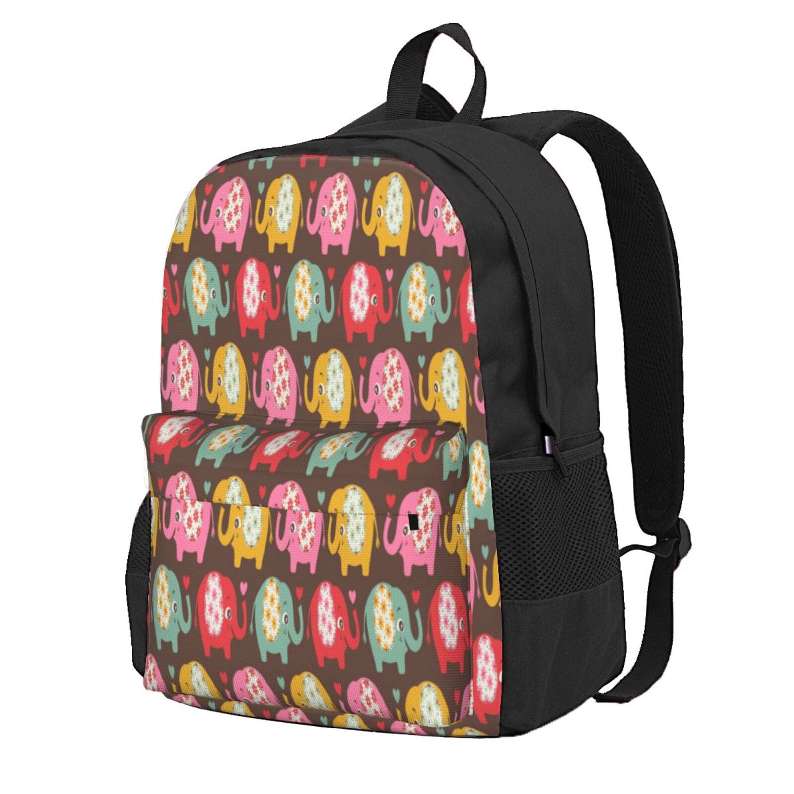 Lsque Cute Elephants Pattern Adult Backpack – Durable & Lightweight PU ...