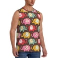 thumbnail image 1 of Lsque Cute Elephants Print Men's Cotton Blend Sleeveless Muscle Shirts (S-3XL)- Moisture Wicking, Odor Protection, UPF 30+,Medium, 1 of 8