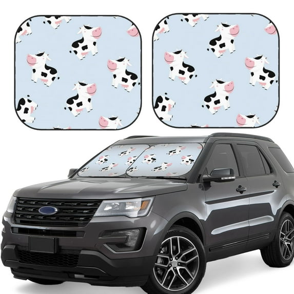 Lsque Cute Farm Cow 2 PCS Windshield Sun Shade | CarFoldable Window Covers | Car Accessories Reflect UV for Universal Cars SUV Truck | Small