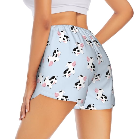Lsque Cute Farm Cow Printed Women's Running Shorts with Liner Pockets,Elastic Quick Dry Workout Athletic Gym Yoga Shorts,Womens High Waist Shorts-X-Large