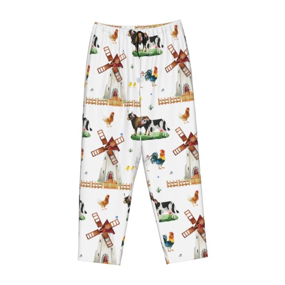 Lsque Cute Farm Print Women's Pajama Pants, Lounge Pant - Comfortable Home Wear,Elastic Waistband, Stylish Design-Medium