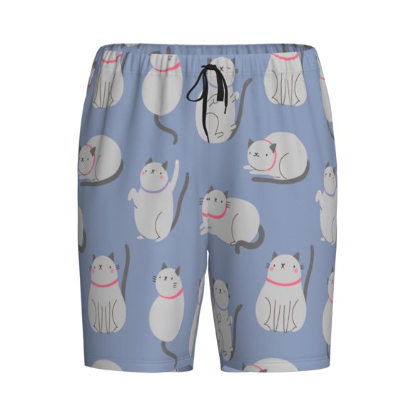 Lsque Cute Fat Cat Mens Sleep Pajama Shorts,Short Pajama Pants, Cotton Ultra-Soft Knit-Medium