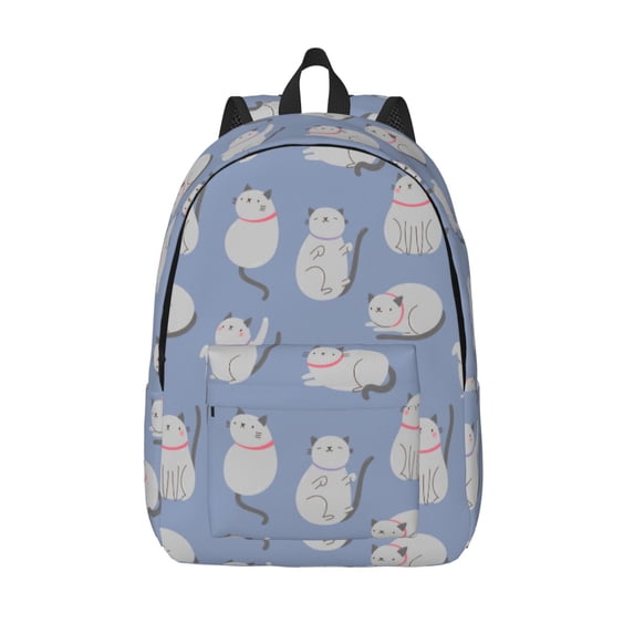 Lsque Cute Fat Cat Pattern Canvas Daypack, Durable Backpack, High-quality Versatile Backpack,Vintage Compact Backpack-Small