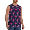 thumbnail image 1 of Lsque Cute Flamingo Print Men's Cotton Blend Sleeveless Muscle Shirts (S-3XL)- Moisture Wicking, Odor Protection, UPF 30+,X-Large, 1 of 8