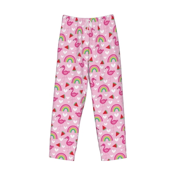 Lsque Cute Flamingo Print Men's Pajama Pants, Lounge Pant - Comfortable Home Wear,Elastic Waistband, Stylish Design-X-Large