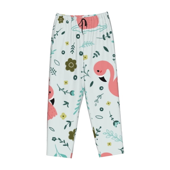 Lsque Cute Flamingo Print Women's Pajama Pants, Lounge Pant - Comfortable Home Wear,Elastic Waistband, Stylish Design-Medium