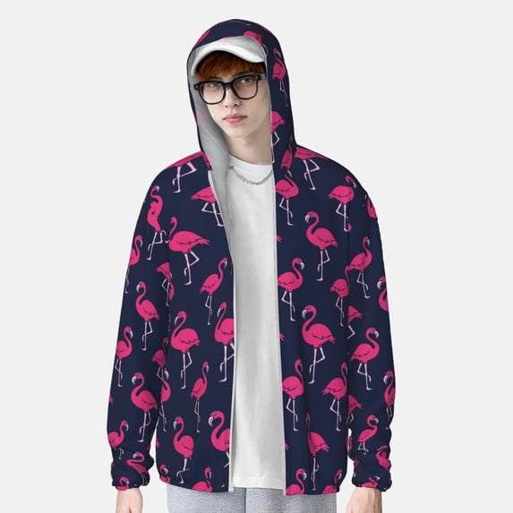 Lsque Cute Flamingo UPF 50+ Lightweight Sun Protection Men's Women's Long Sleeve Shirt, Hoodie Performance -Medium