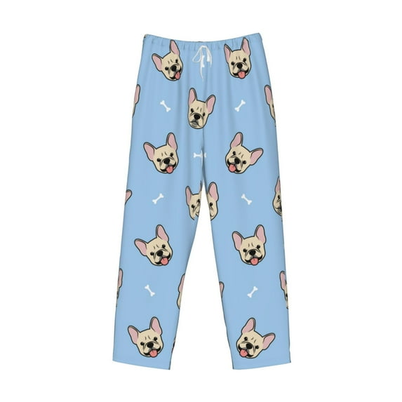 Lsque Cute French Bulldog Print Men's Pajama Pants, Lounge Pant - Comfortable Home Wear,Elastic Waistband, Stylish Design-X-Large