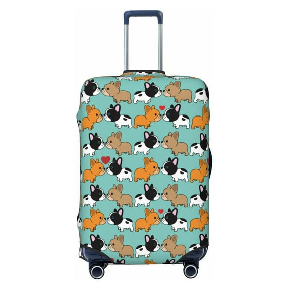 Lsque Cute French Bulldog Printed Luggage Cover, Travel Luggage Protector,Scratch and Dirt Resistant, Fits 18-32 Inch Luggage - Small