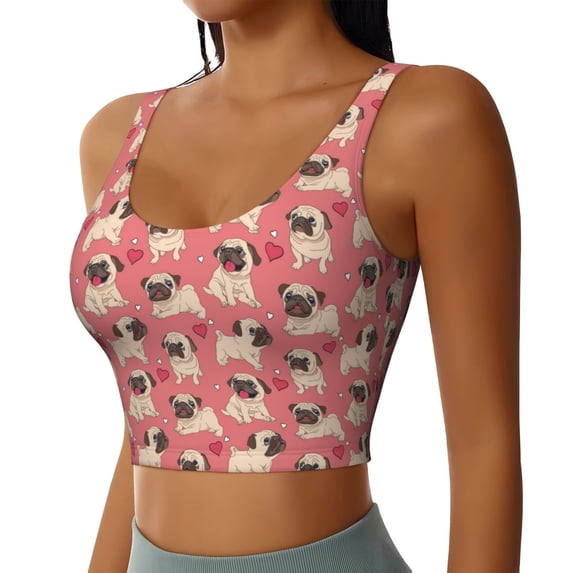 Lsque Cute French Bulldog Printed Women'S Sports Bra, Compression, Moisture Wicking, High-Impact Sports Bra For Women,Supportive sports bra-Small