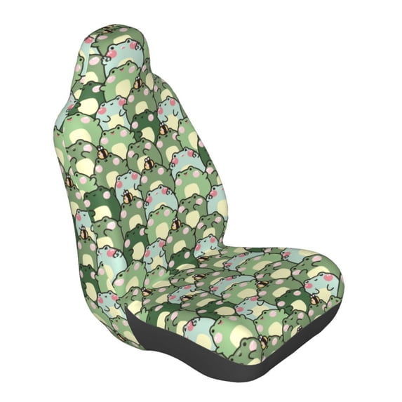 Lsque Cute Frog Pattern Car Seat Covers for Front Seats , Waterproof Seat Covers for Cars, Sporty Front Seat Covers,Car Seat Cover Protector Front Seats