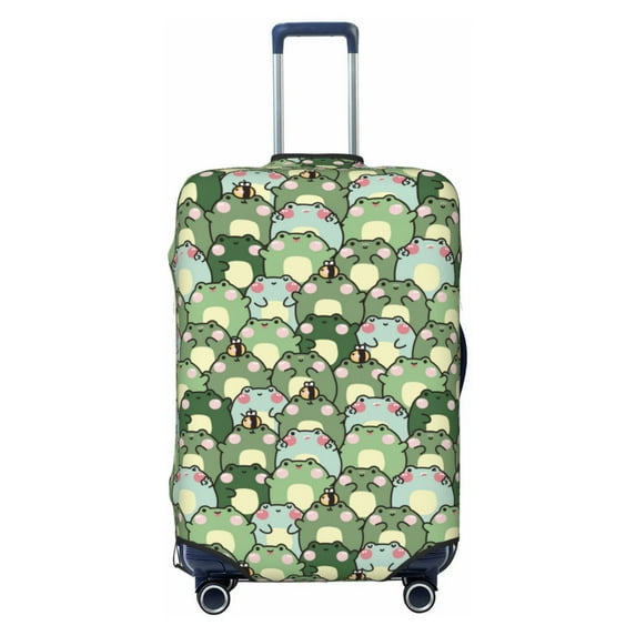 Lsque Cute Frog Printed Luggage Cover, Travel Luggage Protector,Scratch and Dirt Resistant, Fits 18-32 Inch Luggage - Small