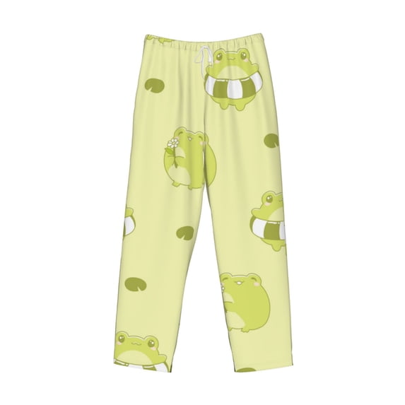 Lsque Cute Frog3 Print Men's Pajama Pants, Lounge Pant - Comfortable Home Wear,Elastic Waistband, Stylish Design-Large