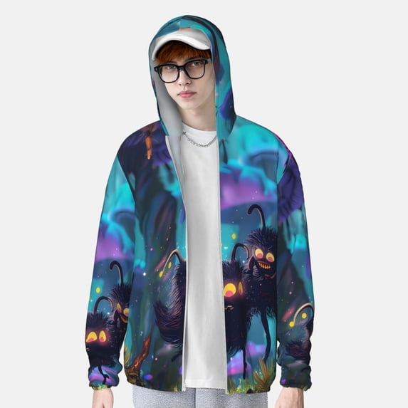 Lsque Cute Fuzzy Fantasy Creatures UPF 50+ Lightweight Sun Protection Men's Women's Long Sleeve Shirt, Hoodie Performance -XX-Large