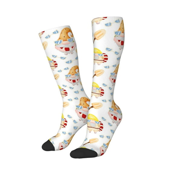 Lsque Cute Gnome Summer Printed Crew Socks Men's Women's LightWeight Thin Casual Calf Socks ,Knee High Socks,Cotton Socks
