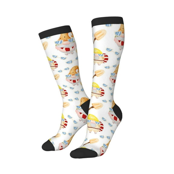 Lsque Cute Gnome Summer Printed Crew Socks Men's Women's LightWeight Thin Casual Calf Socks ,Knee High Socks,Cotton Socks