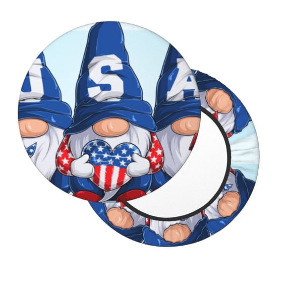 Lsque Cute Gnomes in USA Round Bar chair cushion covers Velvet Fabric Premium Comfort Protects from Scratches and Stains for 14-17 Inch Chair- 14 inch