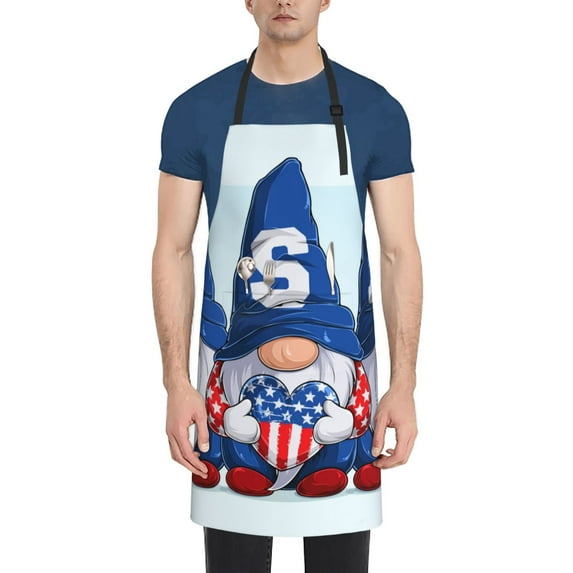 Lsque Cute Gnomes in USA Waterproof Apron Chef Aprons for Men Heavy Duty Chemical Work Apron Extra Long Grilling Aprons with Adjustable Bib Apron