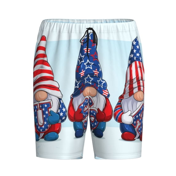 Lsque Cute Gnomes in USA1 Mens Sleep Pajama Shorts,Short Pajama Pants, Cotton Ultra-Soft Knit-X-Large