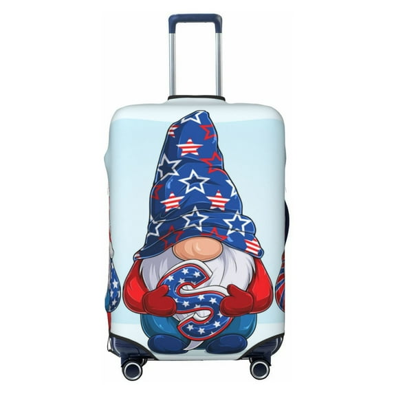 Lsque Cute Gnomes in USA1 Printed Luggage Cover, Travel Luggage Protector,Scratch and Dirt Resistant, Fits 18-32 Inch Luggage - Large