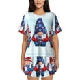 thumbnail image 1 of Lsque Cute Gnomes in USA1 Women's Short-Sleeved Pajama Set - 2 Piece Soft and Lightweight Sleepwear Set-Small, 1 of 9