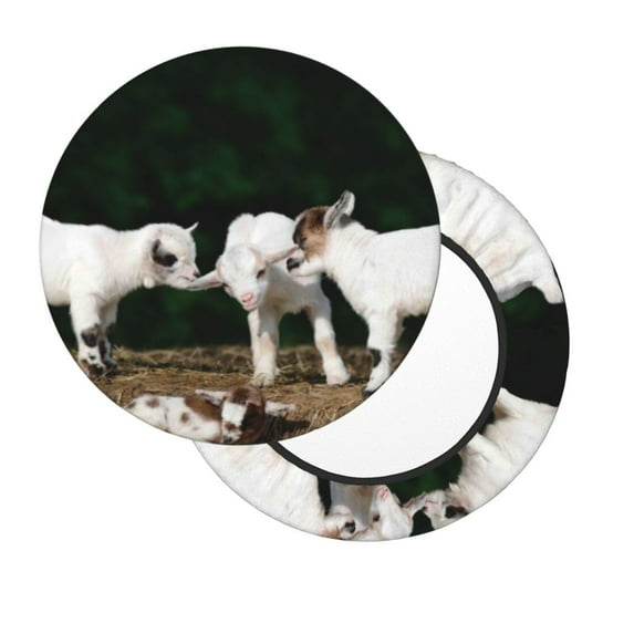 Lsque Cute Goat Baby Round Bar chair cushion covers Velvet Fabric Premium Comfort Protects from Scratches and Stains for 14-17 Inch Chair- 14 inch