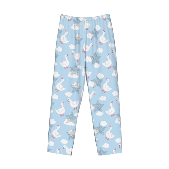 Lsque Cute Goose On A Blue Sky Print Men's Pajama Pants, Lounge Pant - Comfortable Home Wear,Elastic Waistband, Stylish Design-Small
