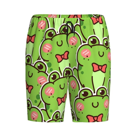 Lsque Cute Green Frog Mens Sleep Pajama Shorts,Short Pajama Pants, Cotton Ultra-Soft Knit-XX-Large