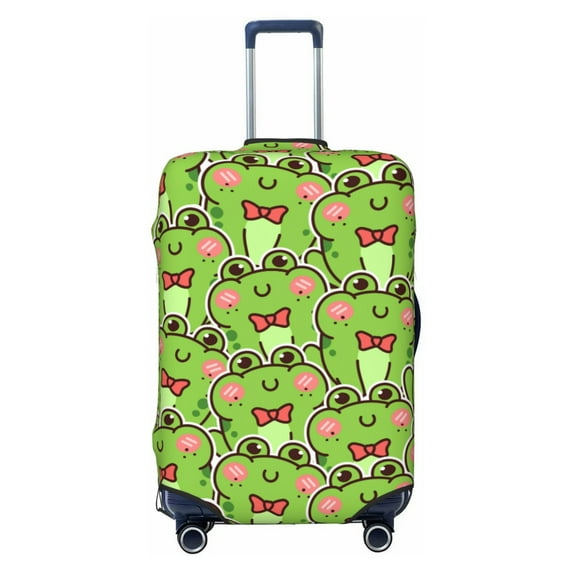 Lsque Cute Green Frog Printed Luggage Cover, Travel Luggage Protector,Scratch and Dirt Resistant, Fits 18-32 Inch Luggage - Large