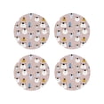 thumbnail image 1 of Lsque Cute Hand Drawn Bear Pattern 4" Drink Coasters Set of 4, PVC Leather Absorbent Coasters, Table Coaster Set Decorative Coffee Cup Coasters Housewarming Gift -Round Shape, 1 of 6