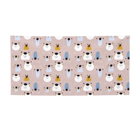 Lsque Cute Hand Drawn Bear Pattern Party Banner, Festive Banner , Holiday Celebrations and Events for Carnival Birthday Party Festival Decorations-Medium