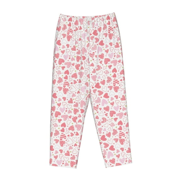 Lsque Cute Hand Drawn Hearts Print Women's Pajama Pants, Lounge Pant - Comfortable Home Wear,Elastic Waistband, Stylish Design-Medium