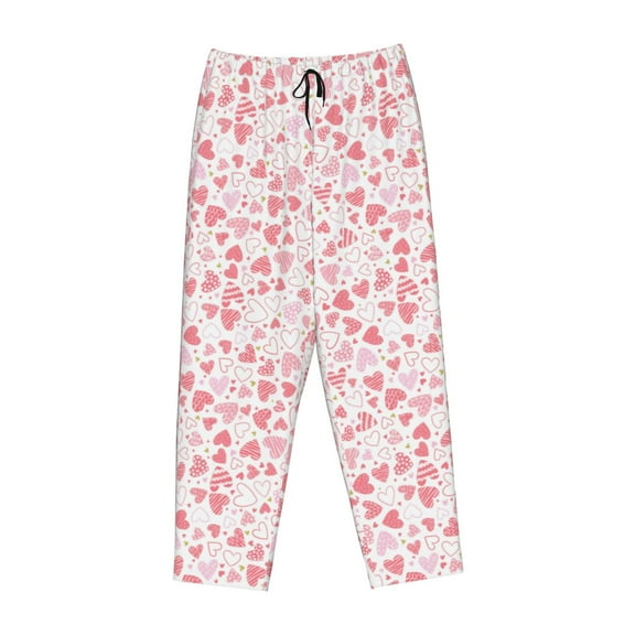 Lsque Cute Hand Drawn Hearts Print Women's Pajama Pants, Lounge Pant - Comfortable Home Wear,Elastic Waistband, Stylish Design-Medium