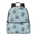 thumbnail image 1 of Lsque Cute Hippopotamus Pattern Backpack – School Travel Canvas Daypack with Ergonomic Padded Straps, Multiple Compartments & Leather Handle, 1 of 5