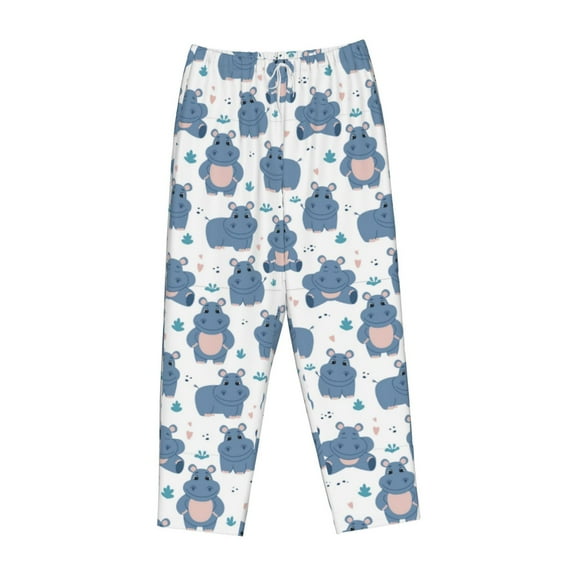 Lsque Cute Hippos Print Women's Pajama Pants, Lounge Pant - Comfortable Home Wear,Elastic Waistband, Stylish Design-Medium