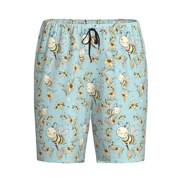 Lsque Cute Honeybees Mens Sleep Pajama Shorts,Short Pajama Pants, Cotton Ultra-Soft Knit-Medium