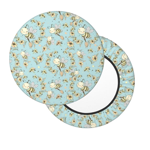 Lsque Cute Honeybees Round Bar chair cushion covers Velvet Fabric Premium Comfort Protects from Scratches and Stains for 14-17 Inch Chair- 14 inch