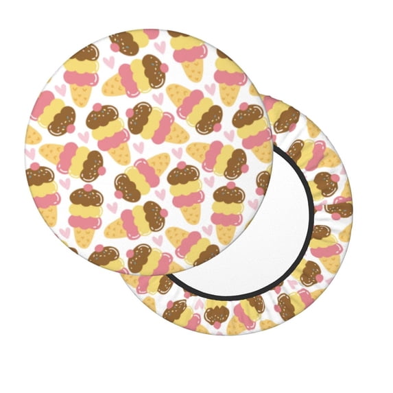 Lsque Cute Ice Cream Round Bar chair cushion covers Velvet Fabric Premium Comfort Protects from Scratches and Stains for 14-17 Inch Chair- 13 inch