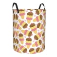 thumbnail image 1 of Lsque Cute Ice Cream pattern Laundry Hamper Basket, Tall Woven Rope Hamper Basket for Clothes, Lightweight Storage Basket, Collapsible Waterproof-Medium, 1 of 8