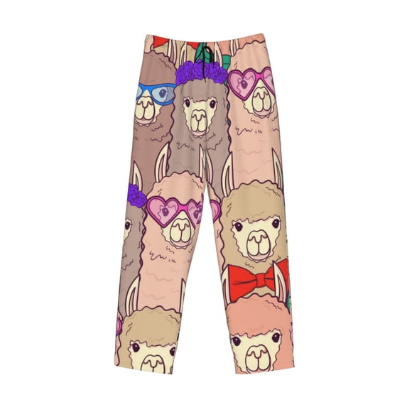 Lsque Cute Lamas Print Men's Pajama Pants, Lounge Pant - Comfortable Home Wear,Elastic Waistband, Stylish Design-XX-Large